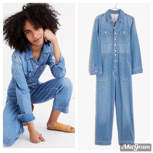 NEW Madewell tie waist denim jumpsuit - Picture 2 of 4